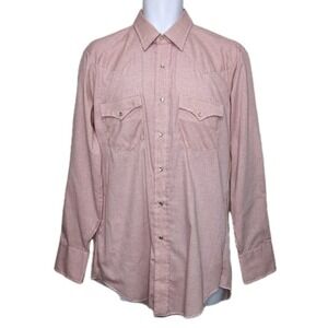 Vtg Roebucks Sears Western Pearl Snap Shirt Mens 16-34 L Red Check NEW Old Stock